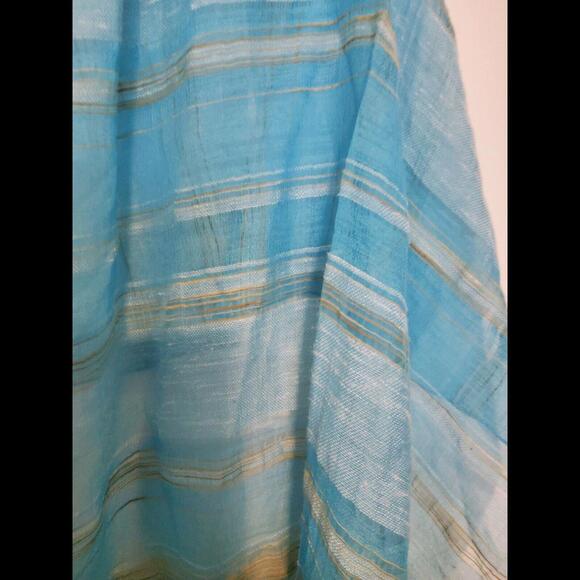 Settentrionali Italian Ladies Scarf Wrap Cover Up Blue with Yellow Stripes 22x74 - Picture 2 of 3